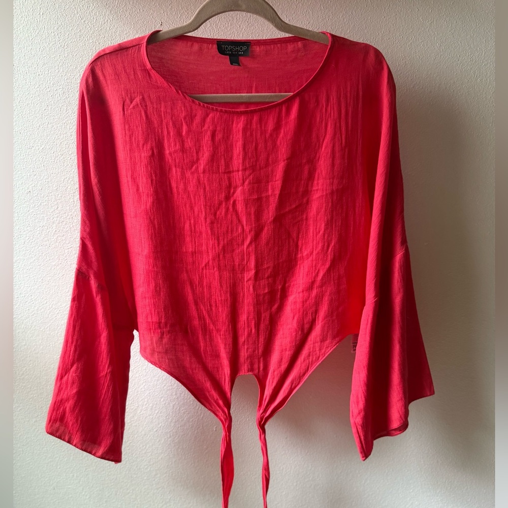 Topshop Red Bell Sleeve Blouse